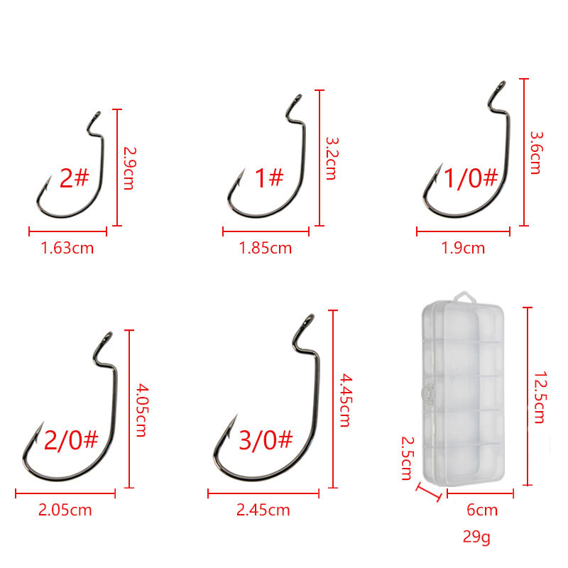 50pcs Wide Worm Hook Carbon St - огляд і ціна Fishing Hook Offset