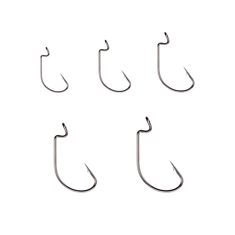 50pcs Wide Worm Hook Carbon St - огляд і ціна Fishing Hook Offset