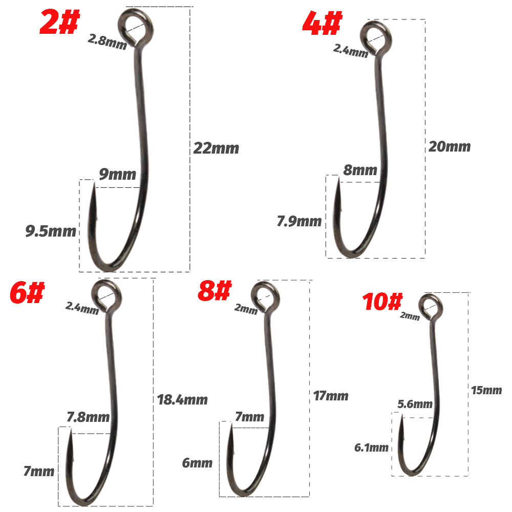 20PCS Big Ring Single Hooks 2# - огляд і ціна Fishing Hook Circle