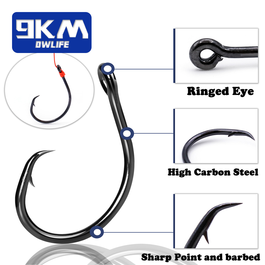 9KM 25-50Pcs Inline Wide Gap C - огляд і ціна Fishing Hook Circle