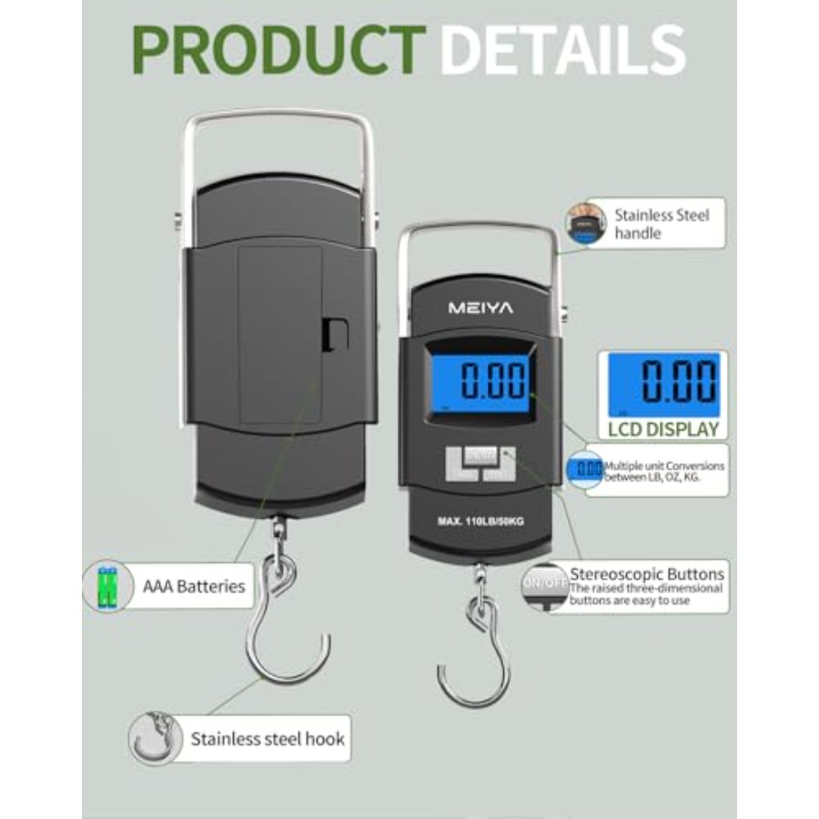 Fish Scale 110lb/50kg Digital  - огляд і ціна Fishing Hook Stainless Steel