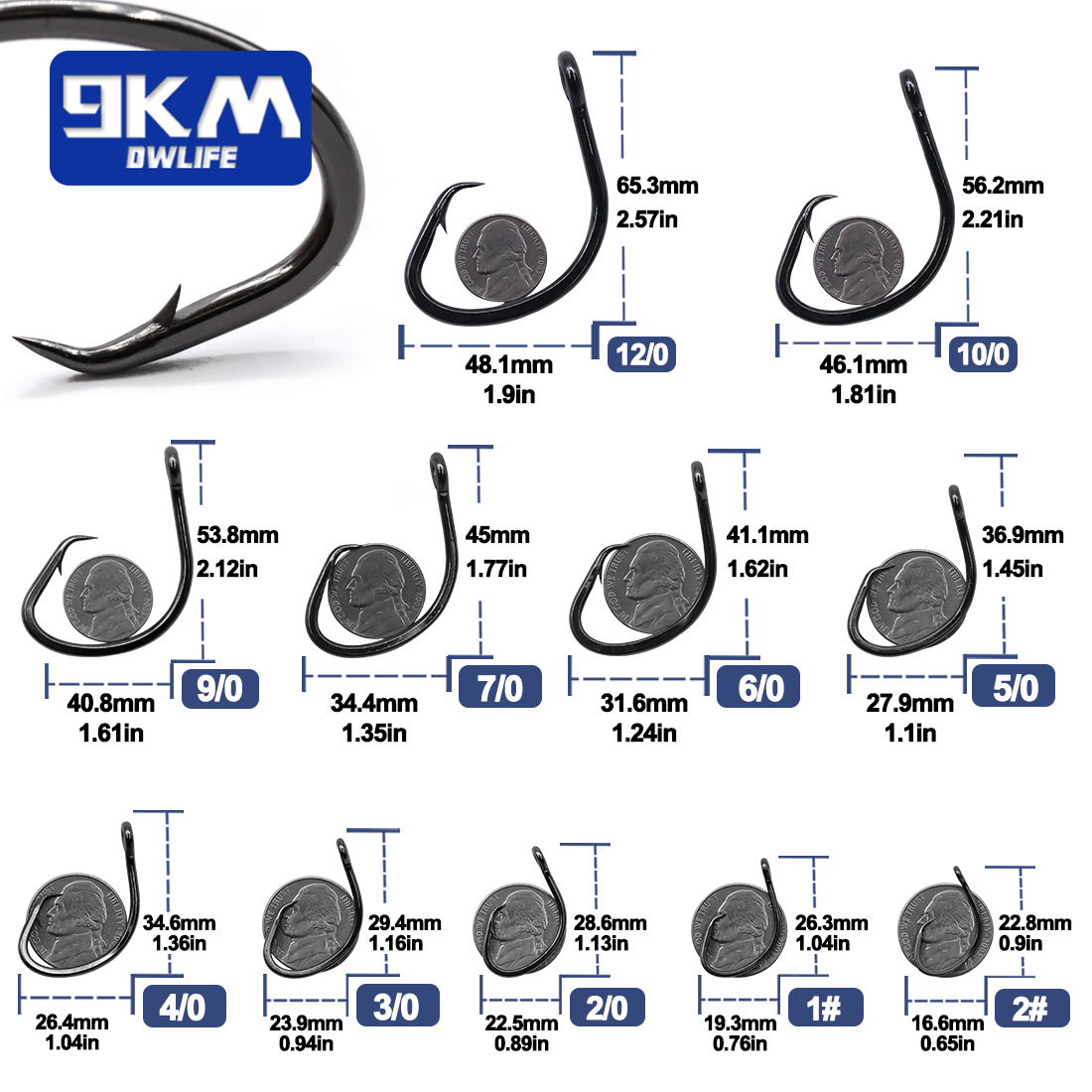 9KM Circle Hooks 25~50Pcs Salt - огляд і ціна Fishing Hook Circle