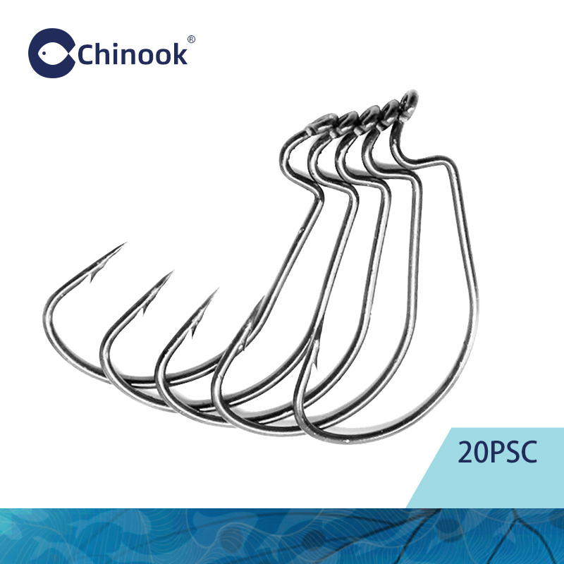 Chinook 20pcs Wide worm Texan  - огляд і ціна Fishing Hook Offset
