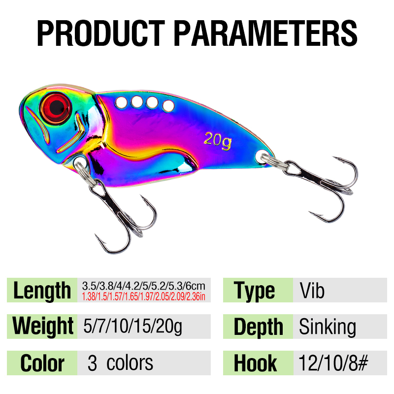 3PCS Metal Colorful VIB Lure 5 - огляд і ціна Fishing Hook Treble