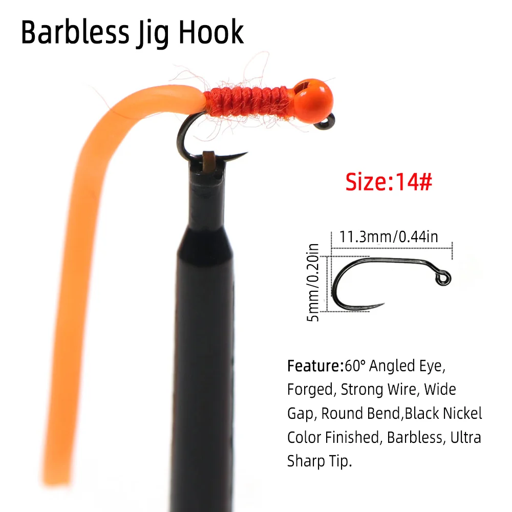 4pcs #14 Tungsten Bead Head Sq - огляд і ціна Fishing Hook Barbless