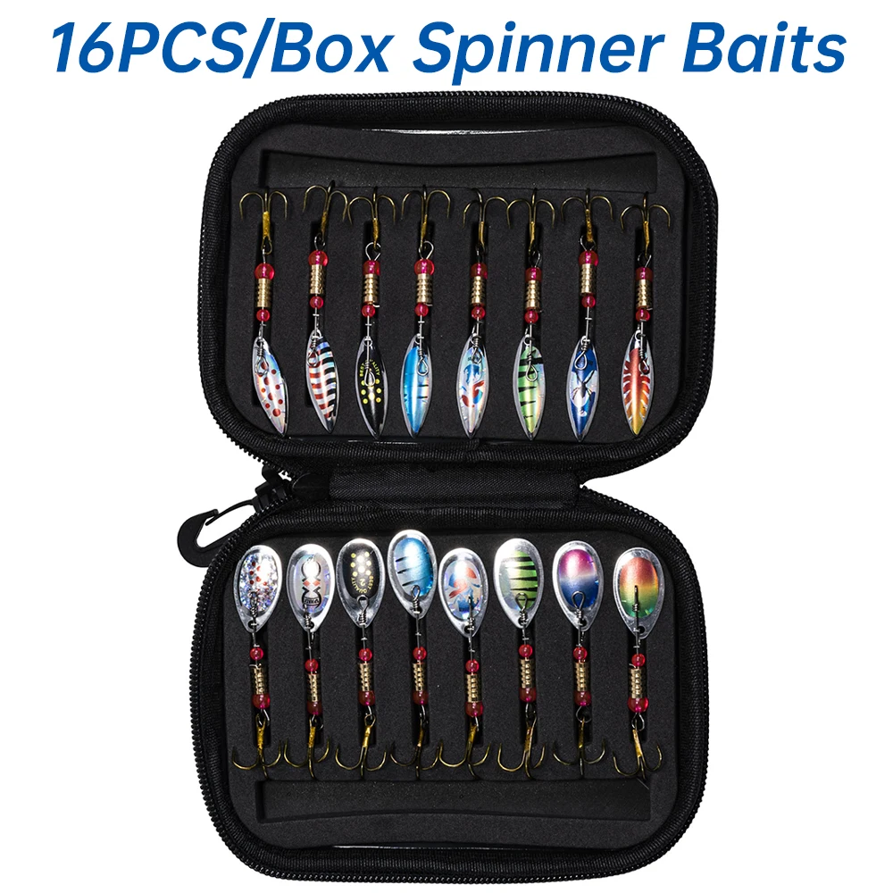 Goture 16pcs/box Spinner Spoon - огляд і ціна Fishing Hook Size