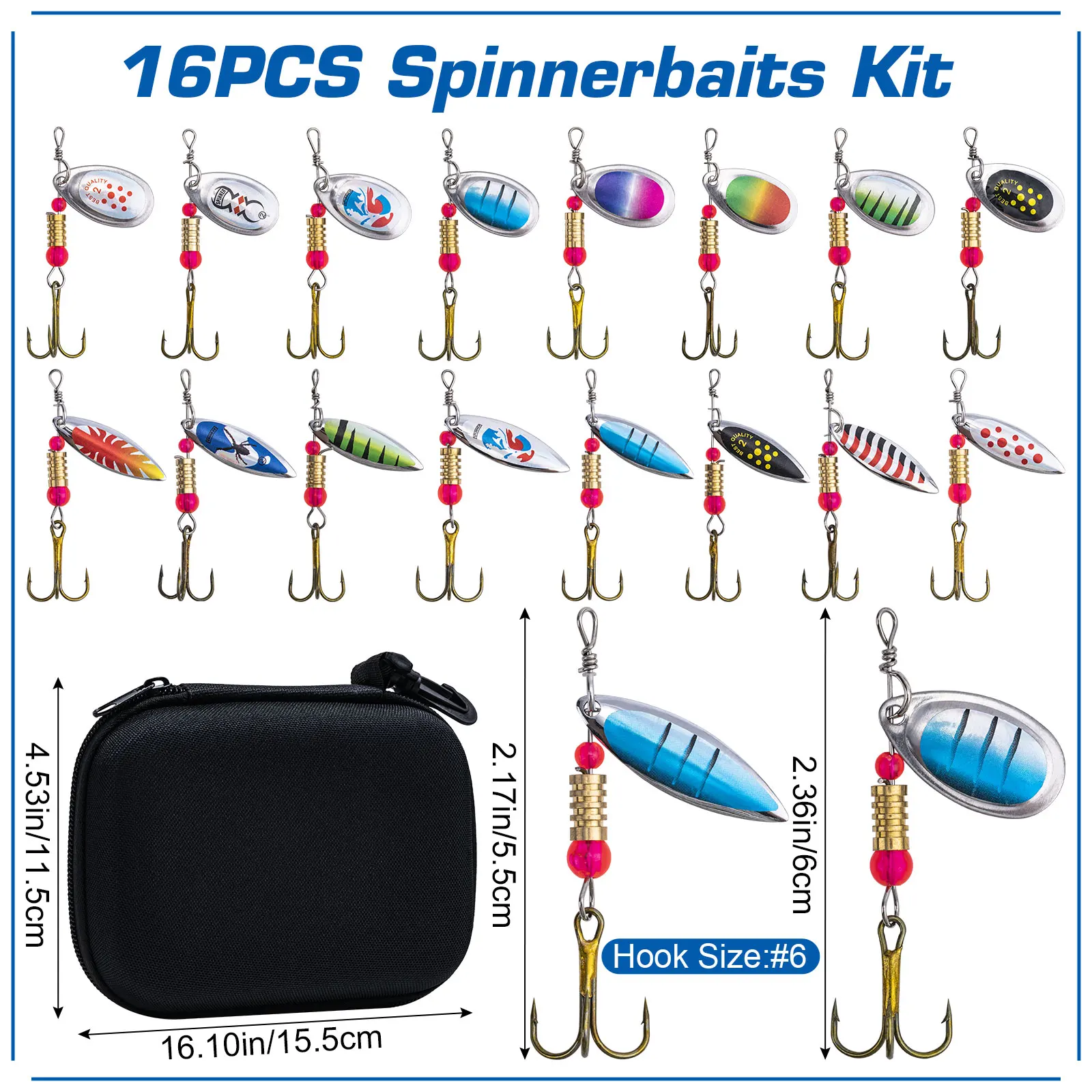 Goture 16pcs/box Spinner Spoon - огляд і ціна Fishing Hook Size