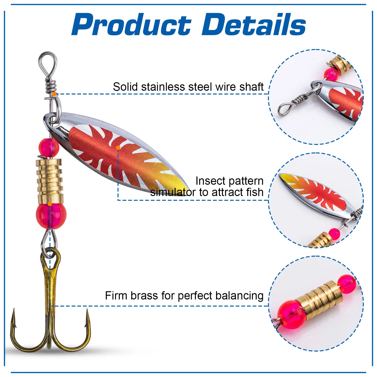 Goture 16pcs/box Spinner Spoon - огляд і ціна Fishing Hook Size