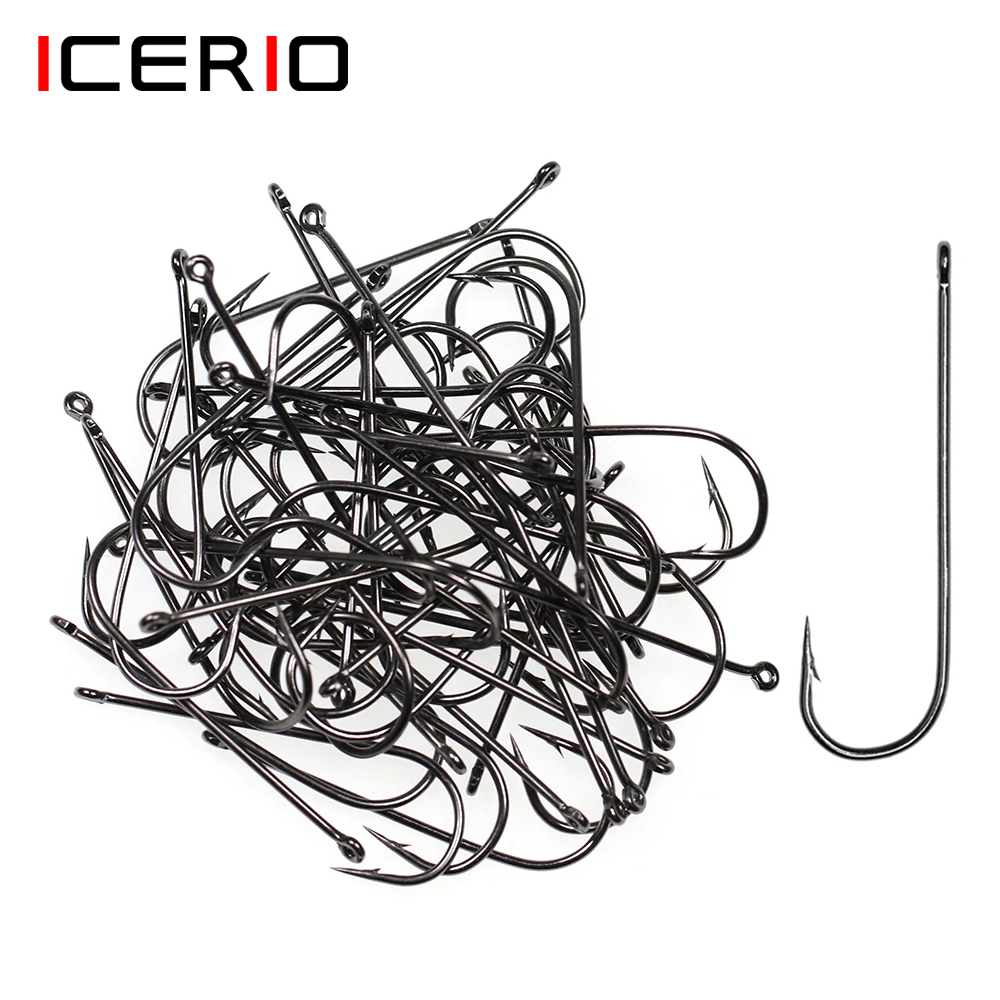 ICERIO 100PCS 16# - 3/0 Long S - огляд і ціна Fishing Hook Barbless